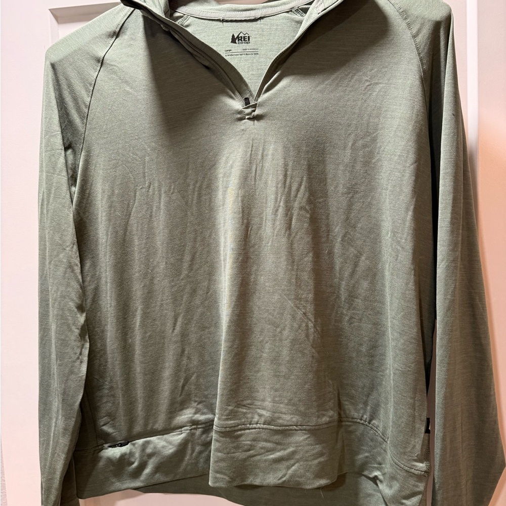 REI Olive Quarter-Zip Pullover